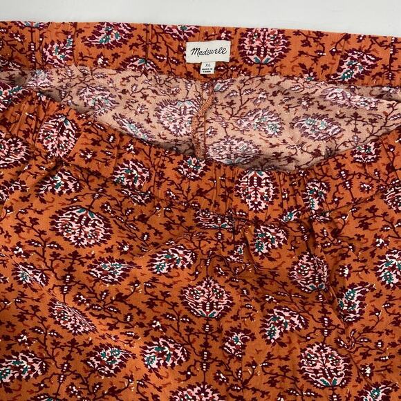 Madewell Pull On Shorts Women's Size XL Burnt Orange Print Elastic Waist Viscose - Picture 3 of 7